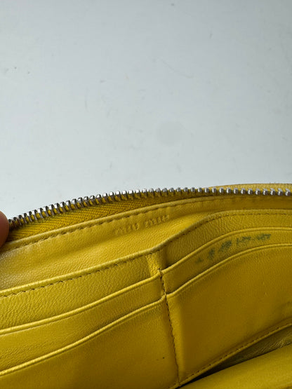 Vintage Miu Miu Metallasse Leather Wallet Yellow