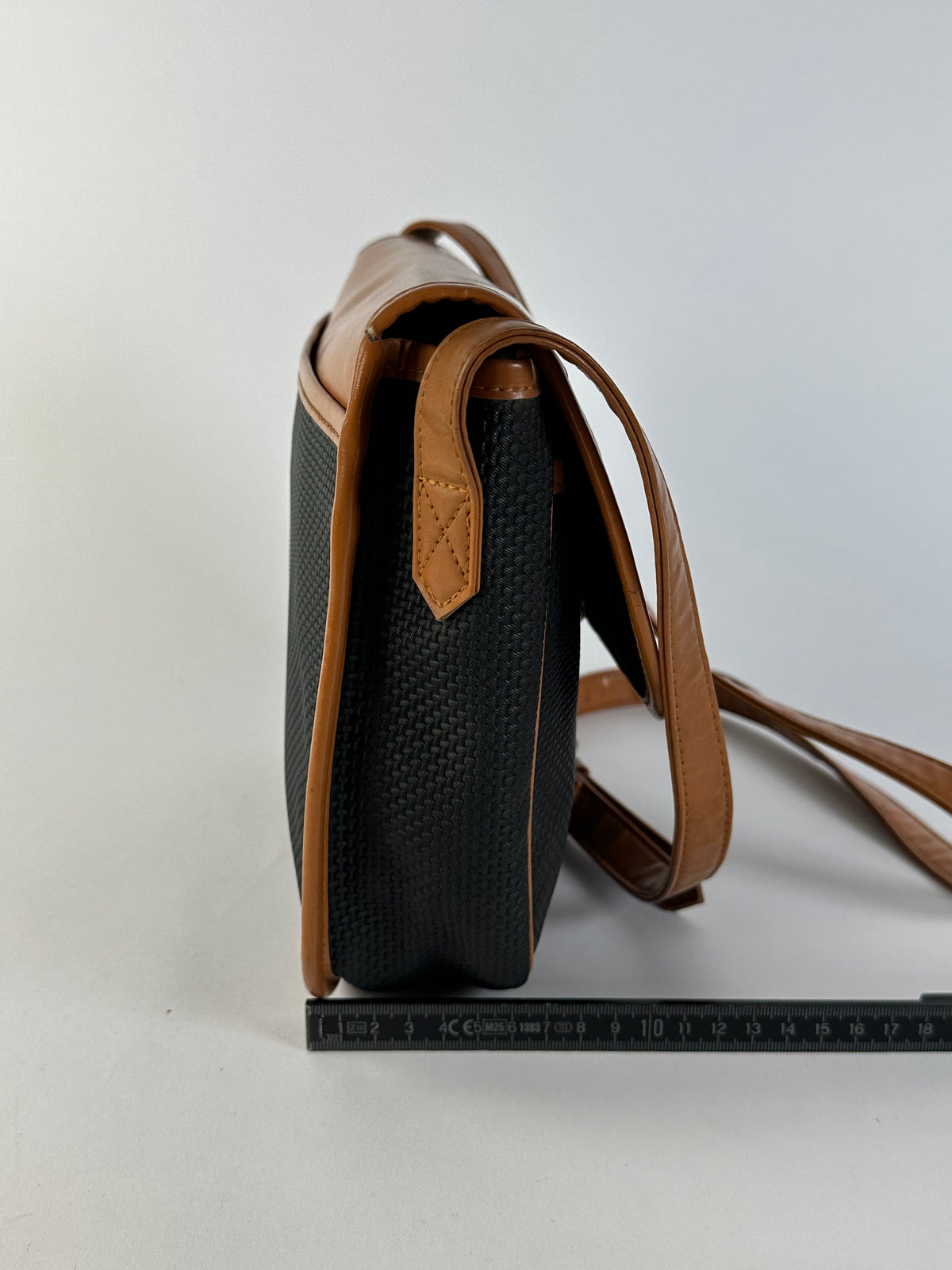 Vintage Yves Saint Laurent Flap Crossbody Bag Late 1980s Black Tan