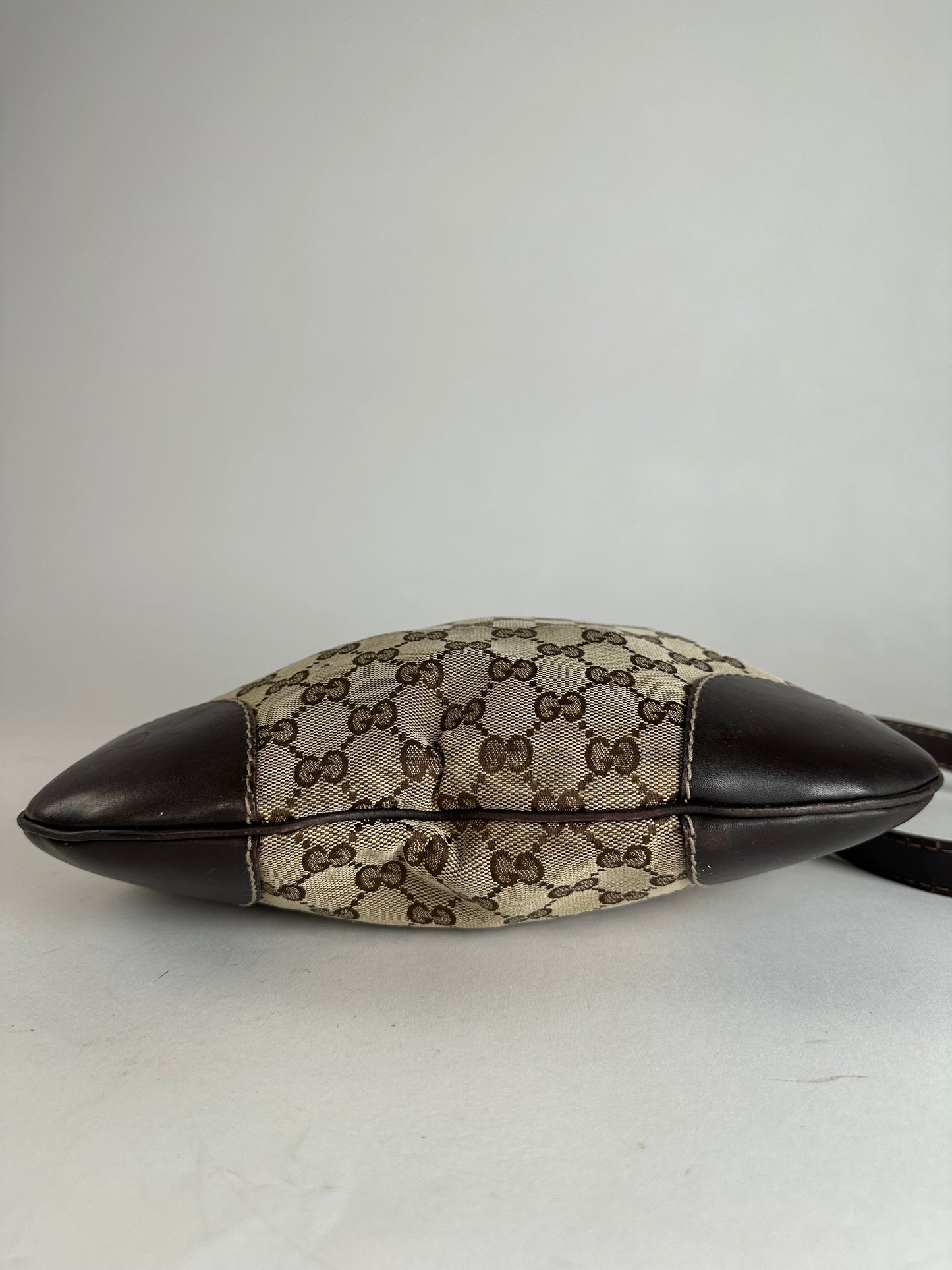 Vintage Gucci Monogram Shoulder / Crossbody Bag Beige Brown