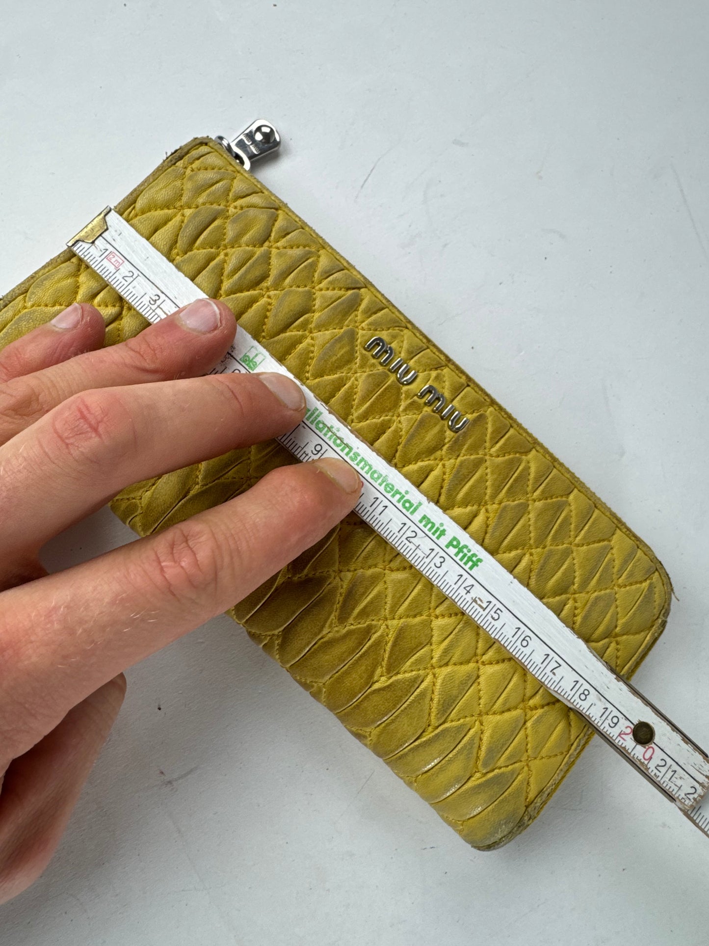 Vintage Miu Miu Metallasse Leather Wallet Yellow