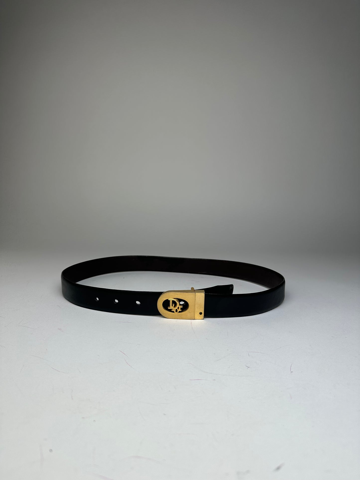 Vintage Dior Leather Belt Black