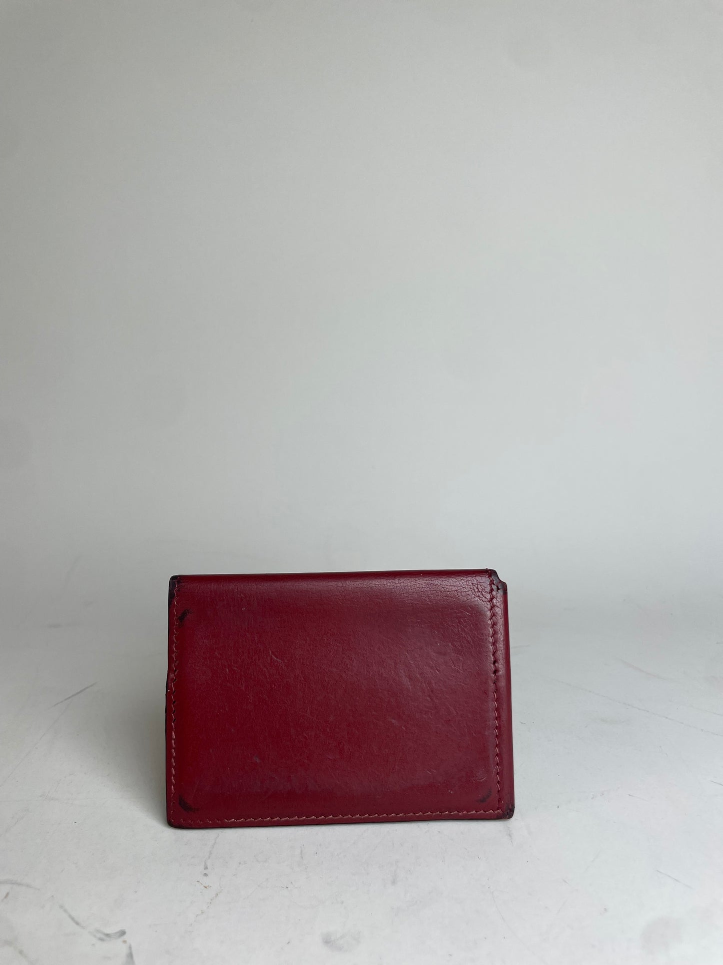 Vintage Hermes Leather Card Holder Red