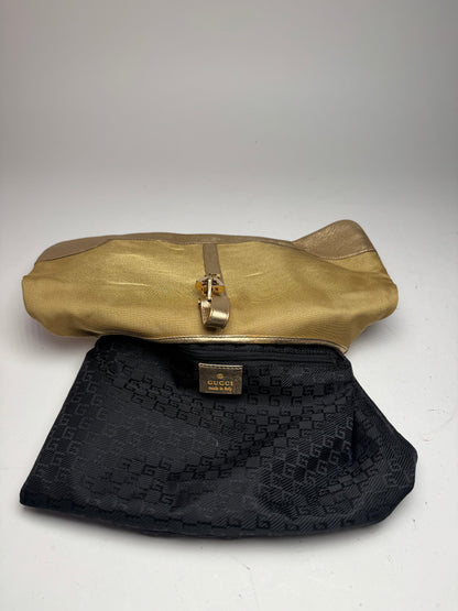 Sac Jackie vintage en cuir et toile Gucci doré