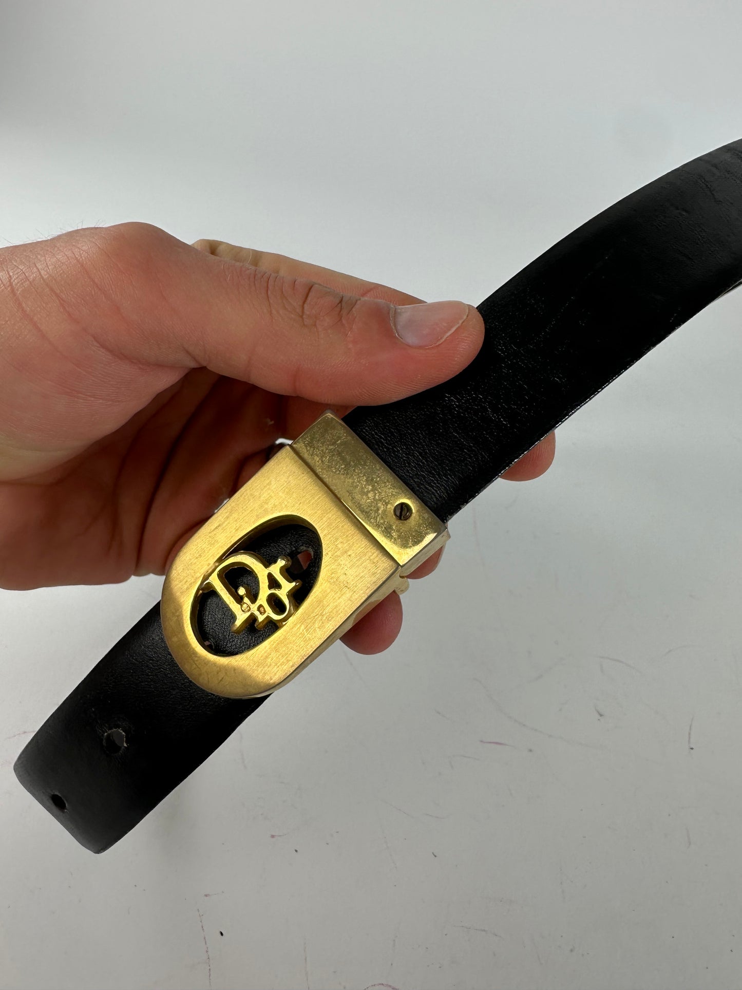 Vintage Dior Leather Belt Black