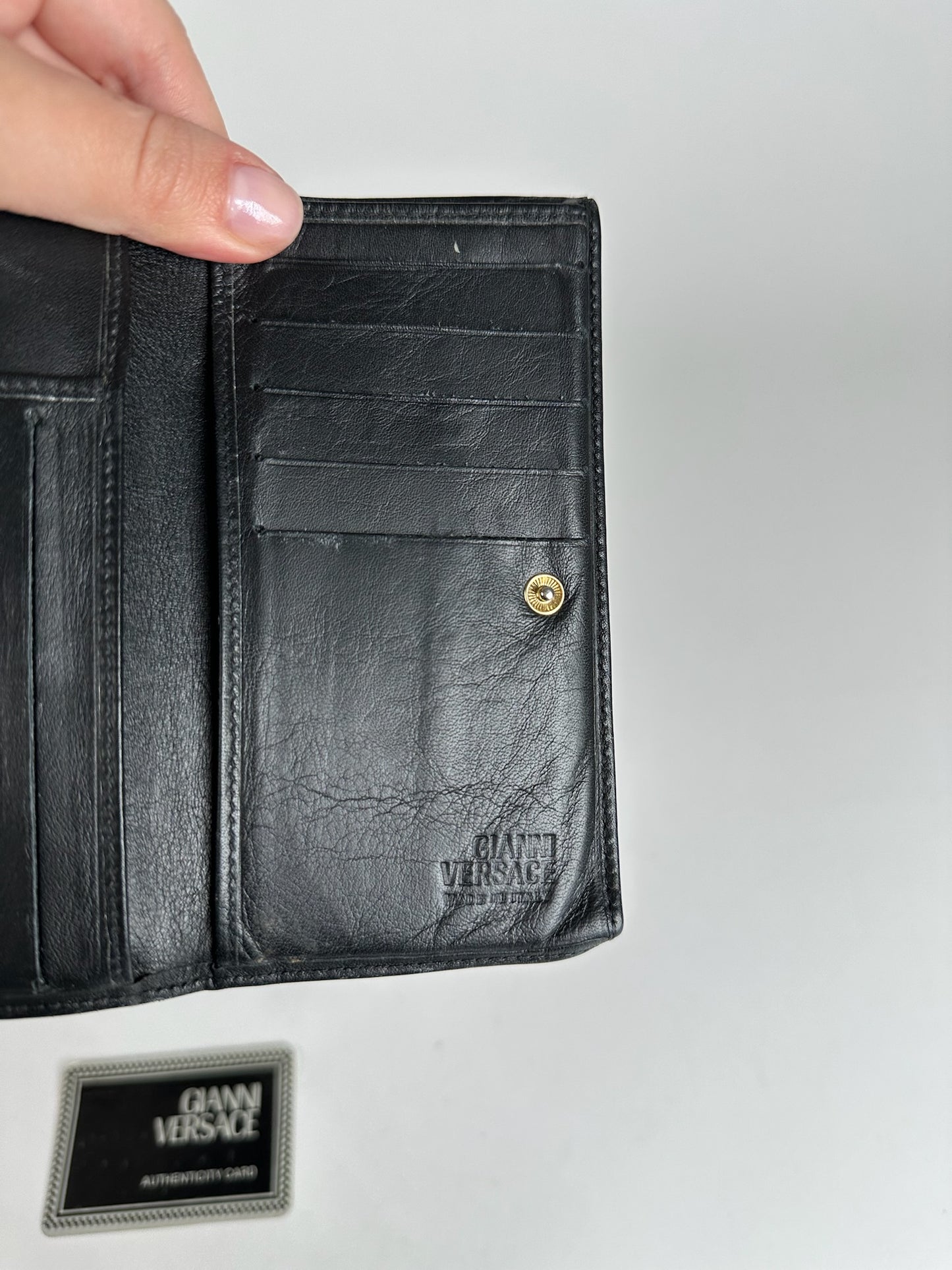Vintage Gianni Versace Leather Wallet Black