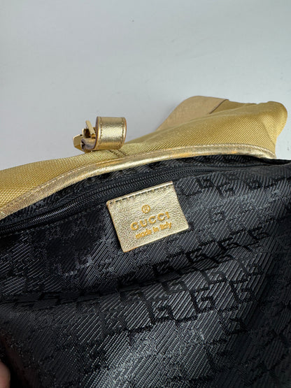 Sac Jackie vintage en cuir et toile Gucci doré