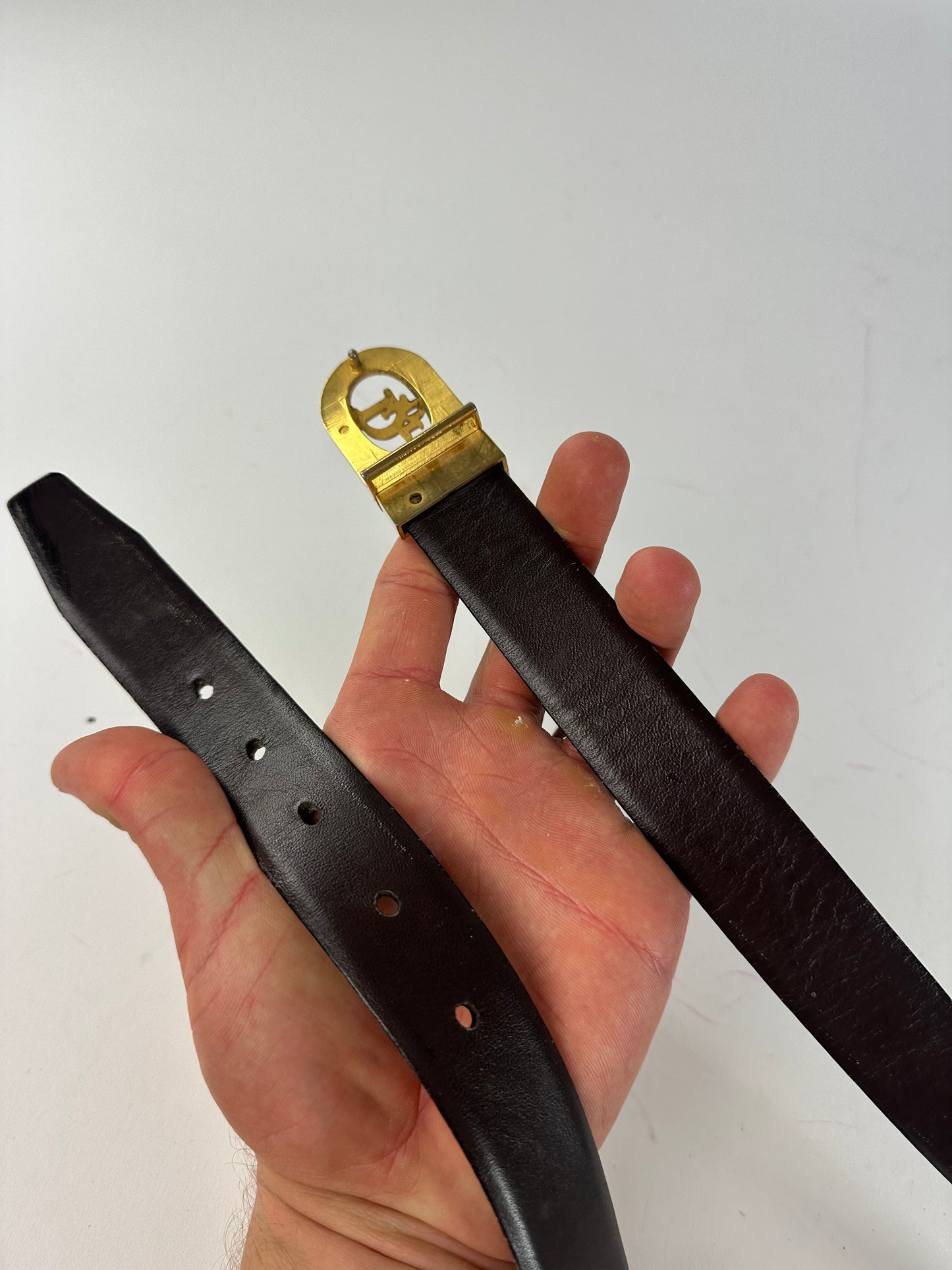 Vintage Dior Leather Belt Black