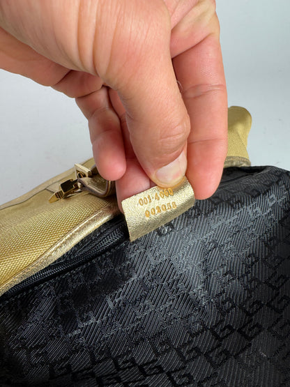 Sac Jackie vintage en cuir et toile Gucci doré