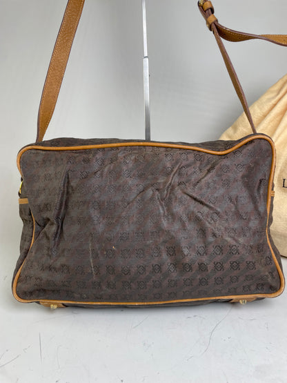 Vintage Loewe Monogram Canvas Shoulder Bag Brown Tan