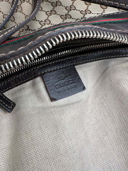 Vintage Gucci Monogram Shoulder / Crossbody Bag Beige Brown