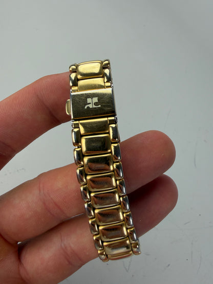Vintage Courreges Stainless Steel Bracelet Watch Gold Silver