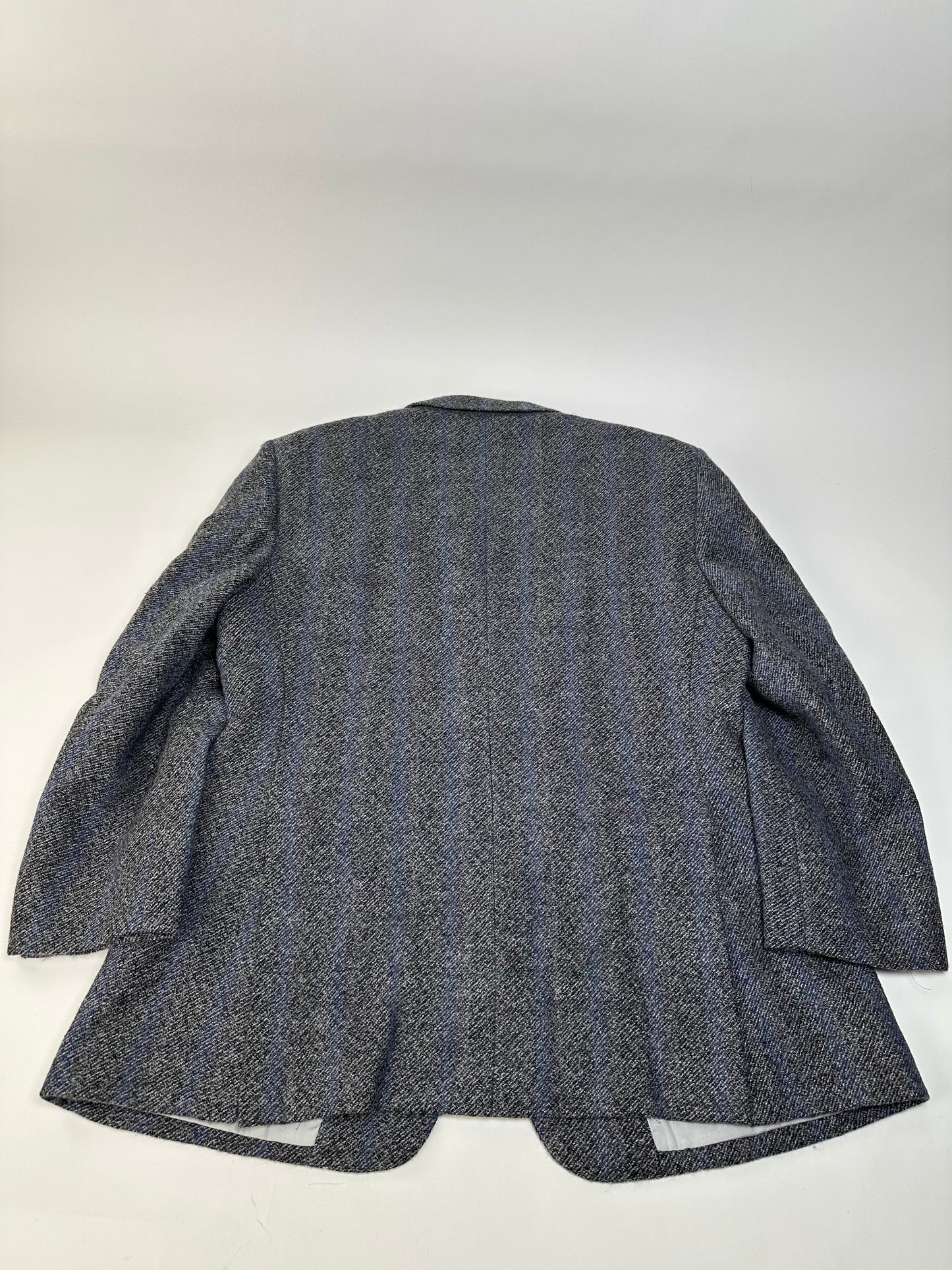 Vintage Givenchy Wool Suit Gray Blue Stripe M