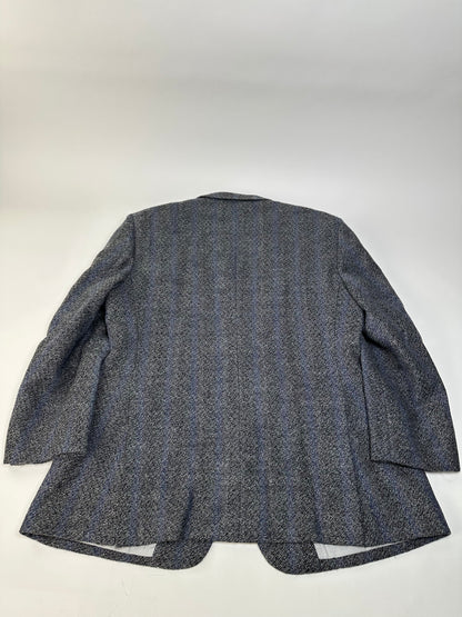 Vintage Givenchy Wool Suit Gray Blue Stripe M