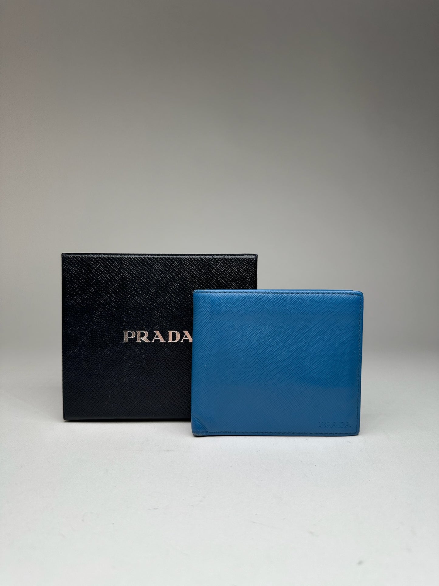 Vintage Prada Milano Flapable Leather Wallet Blue