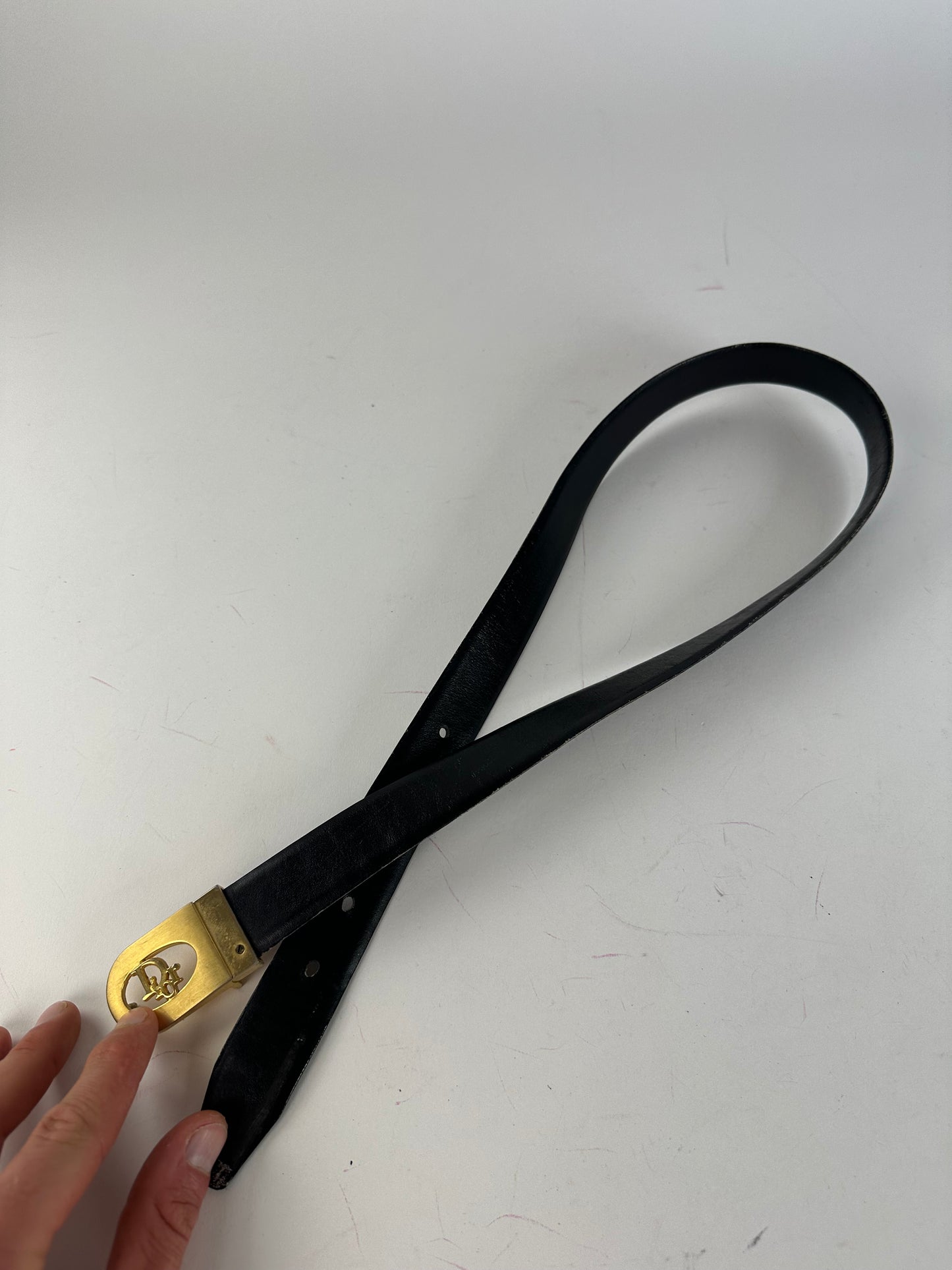 Vintage Dior Leather Belt Black