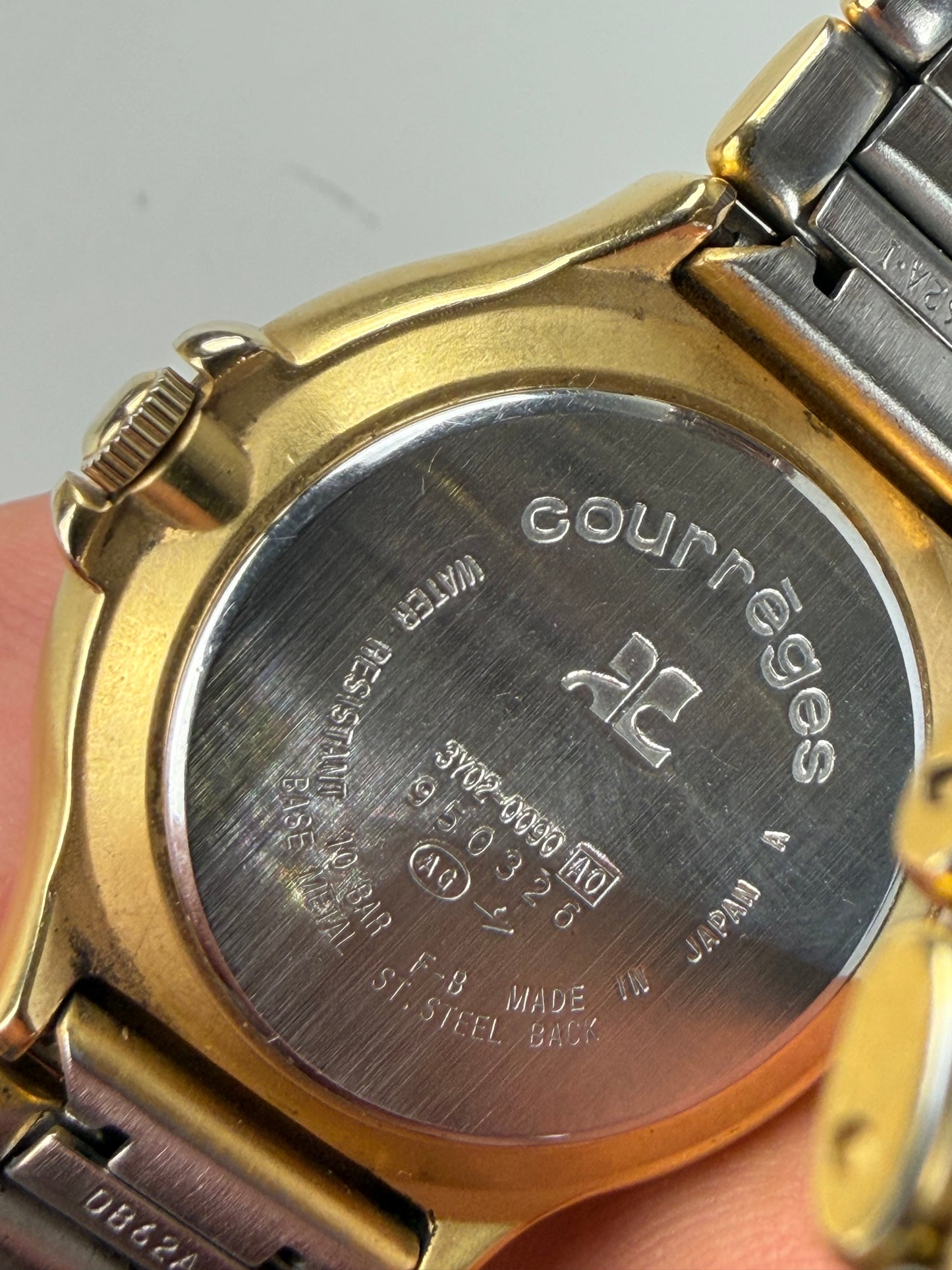 Vintage Courreges Stainless Steel Bracelet Watch Gold Silver