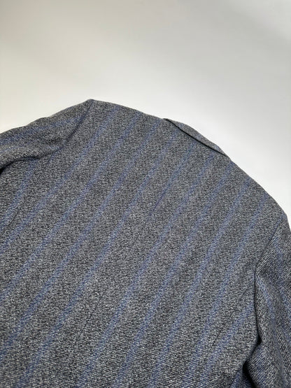 Vintage Givenchy Wool Suit Gray Blue Stripe M