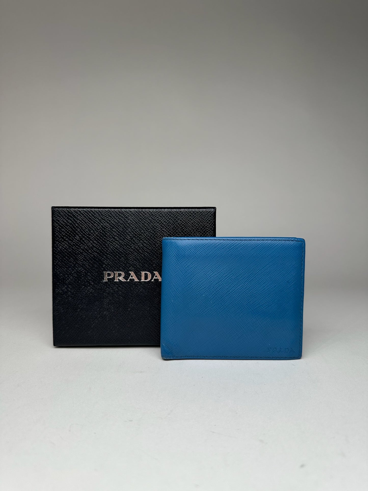 Vintage Prada Milano Flapable Leather Wallet Blue