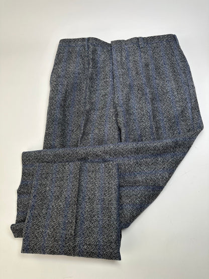 Vintage Givenchy Wool Suit Gray Blue Stripe M