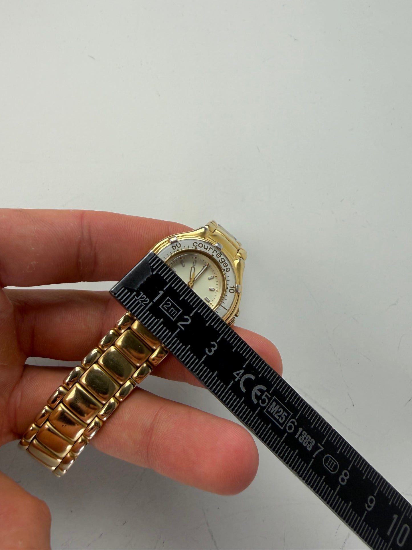 Vintage Courreges Stainless Steel Bracelet Watch Gold Silver