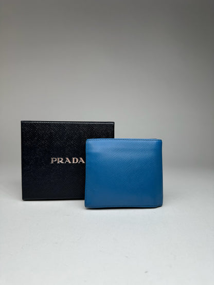 Vintage Prada Milano Flapable Leather Wallet Blue