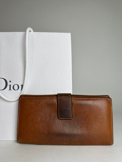 Vintage Dior Long Leather Wallet Brown