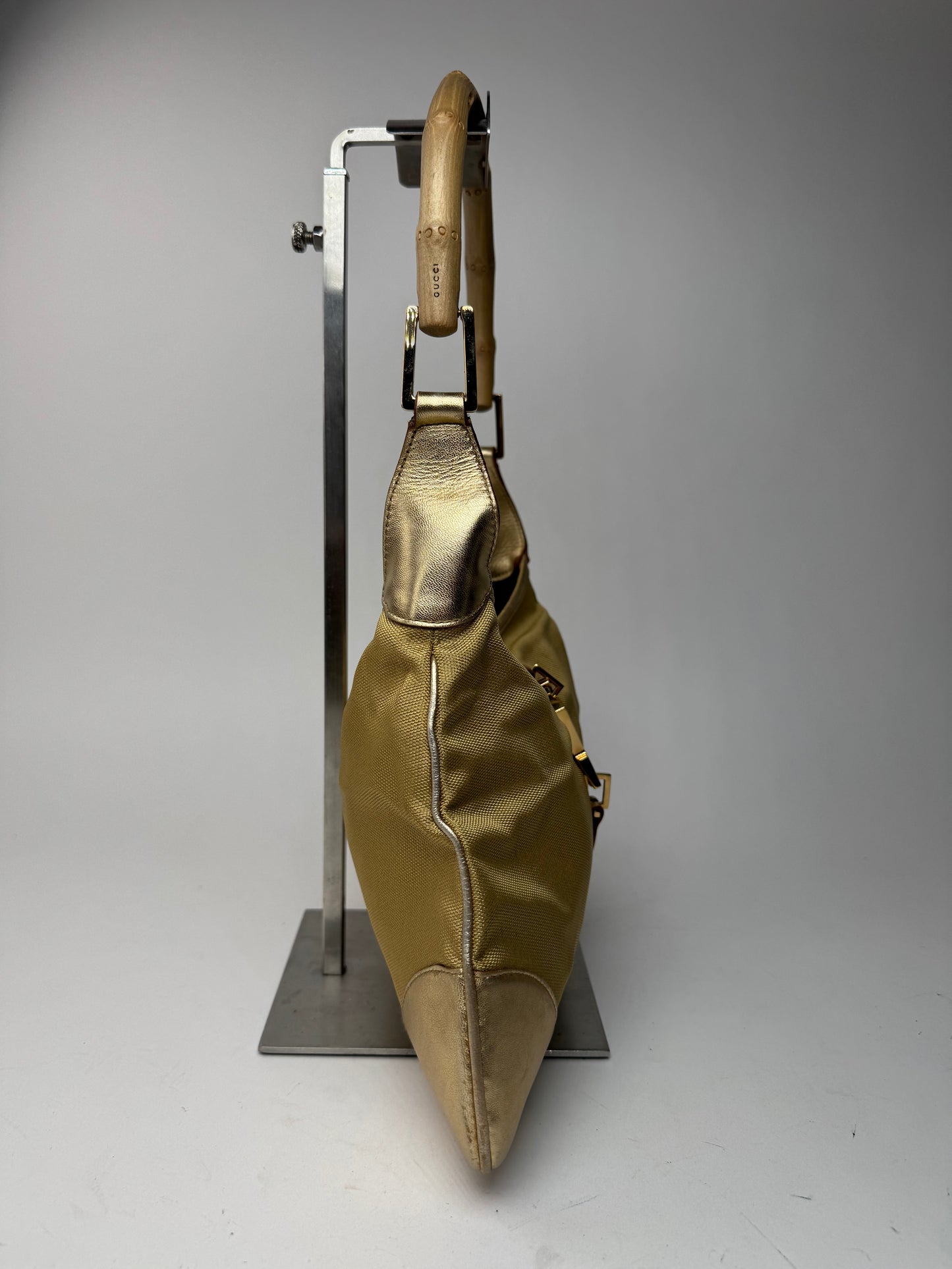 Sac Jackie vintage en cuir et toile Gucci doré