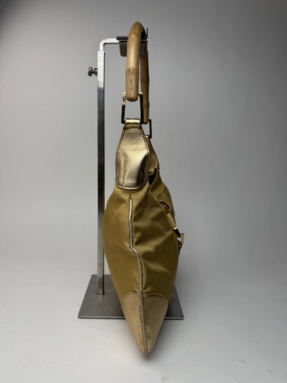 Sac Jackie vintage en cuir et toile Gucci doré