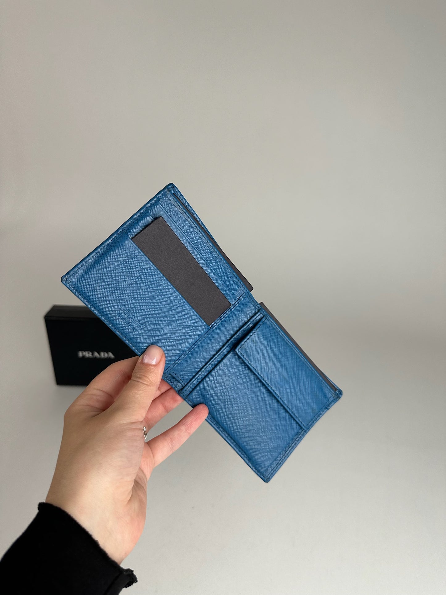 Vintage Prada Milano Flapable Leather Wallet Blue