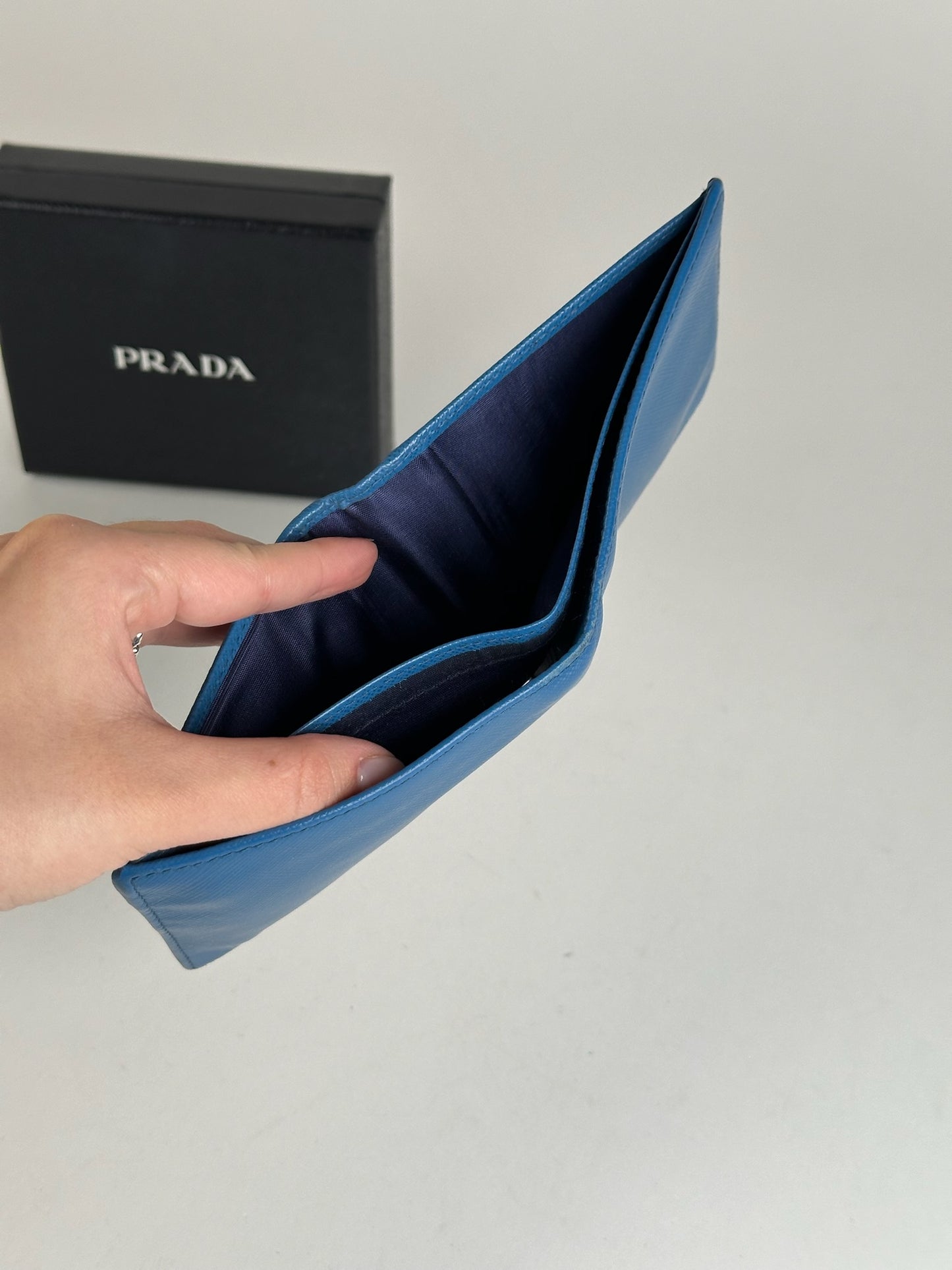 Vintage Prada Milano Flapable Leather Wallet Blue