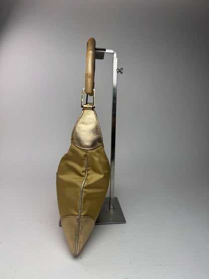 Sac Jackie vintage en cuir et toile Gucci doré