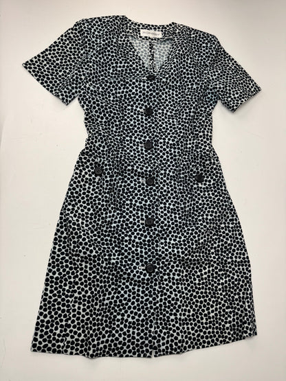 Vintage Yves Saint Laurent Polkadot Dress Blue black 38\M