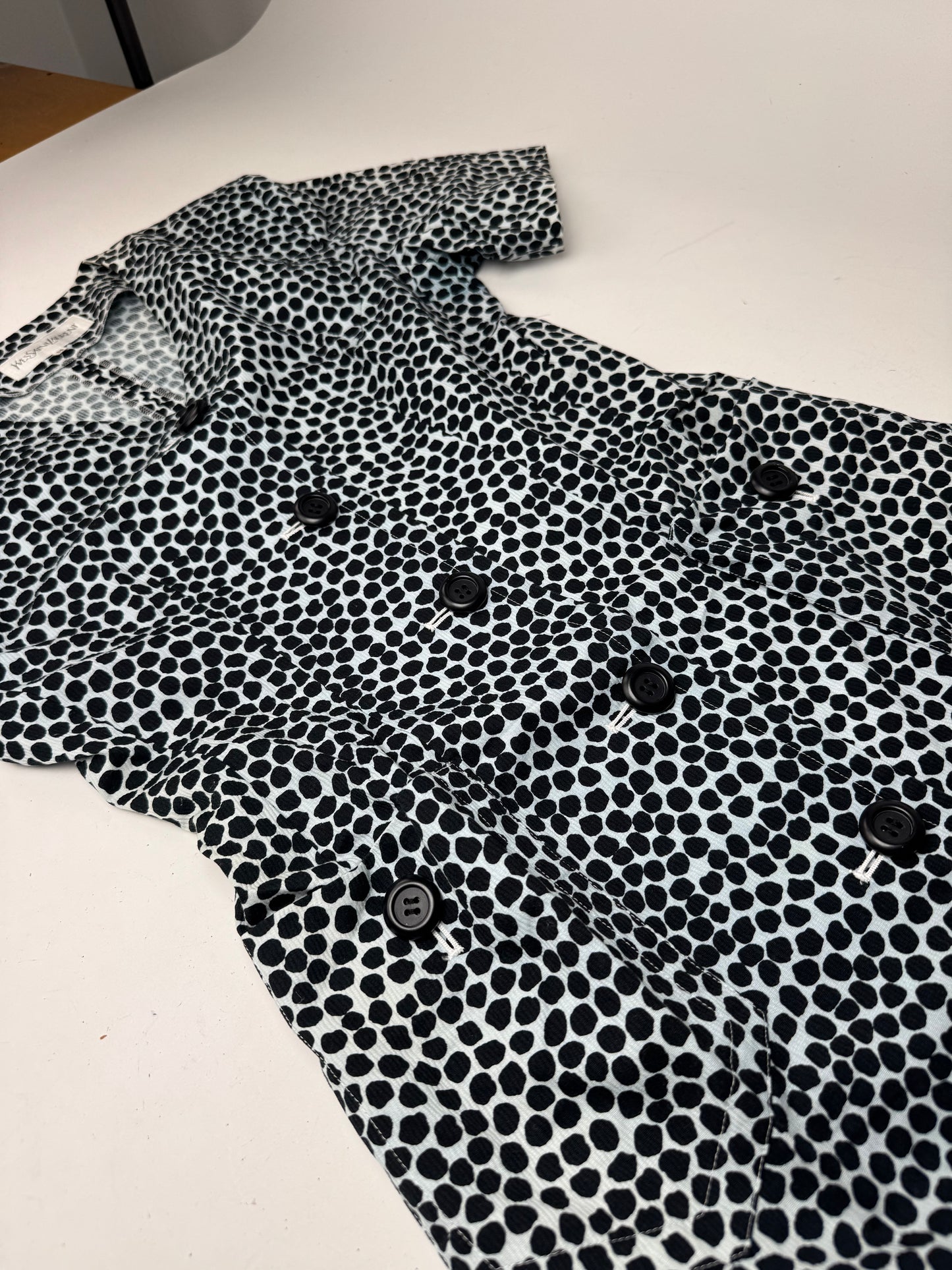 Vintage Yves Saint Laurent Polkadot Dress Blue black 38\M