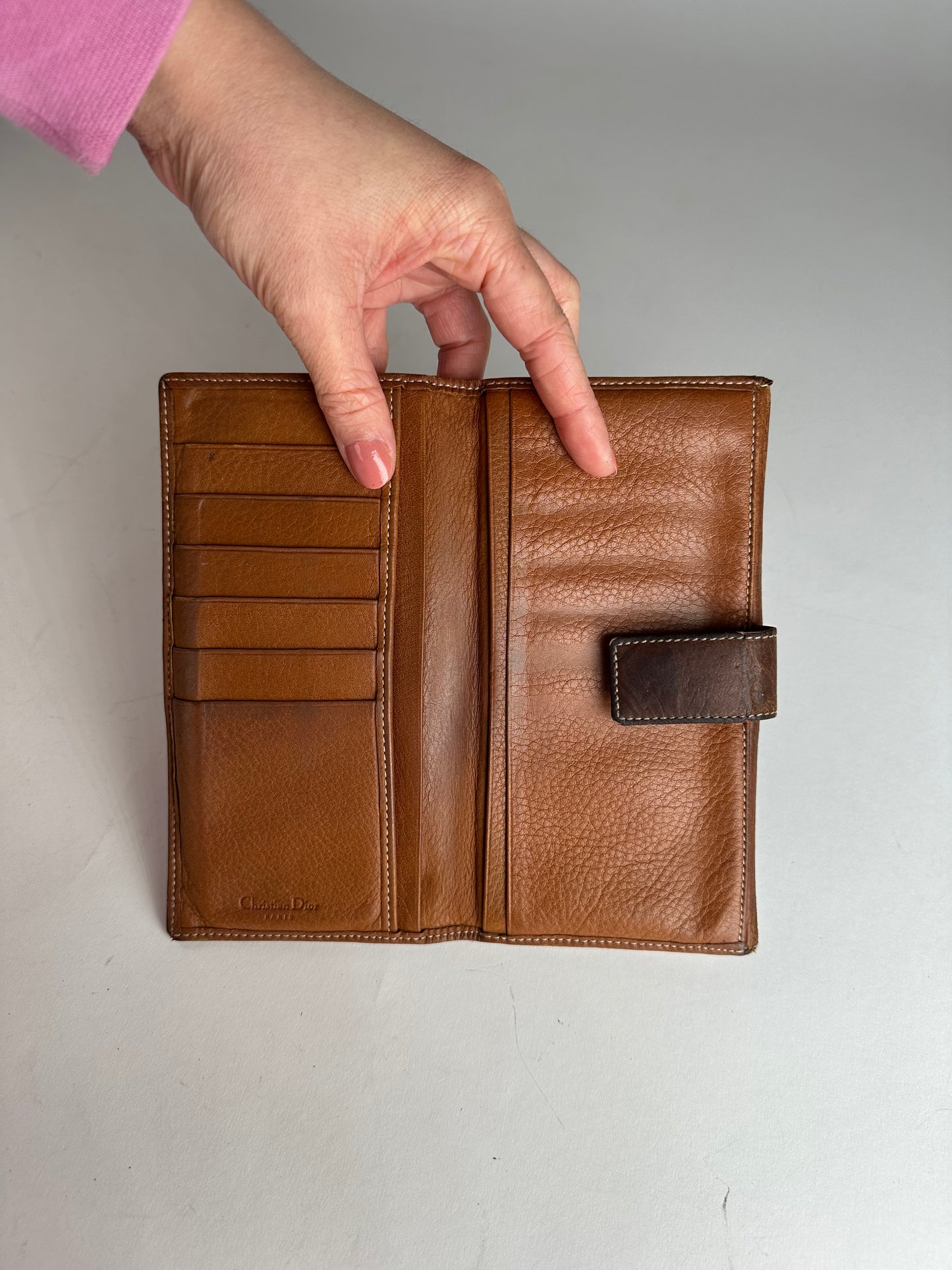 Vintage Dior Long Leather Wallet Brown