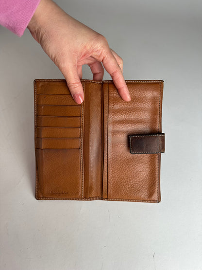 Vintage Dior Long Leather Wallet Brown