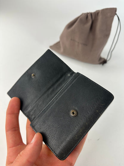 Vintage Bottega Veneta Intrecciato Leather Card Holder Black Brown