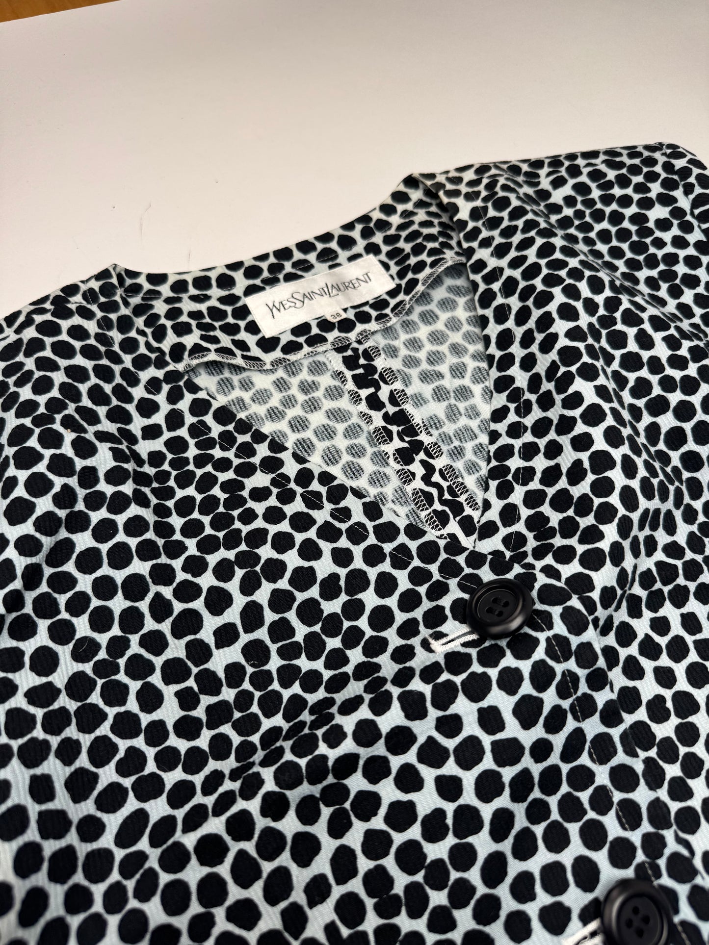 Vintage Yves Saint Laurent Polkadot Dress Blue black 38\M