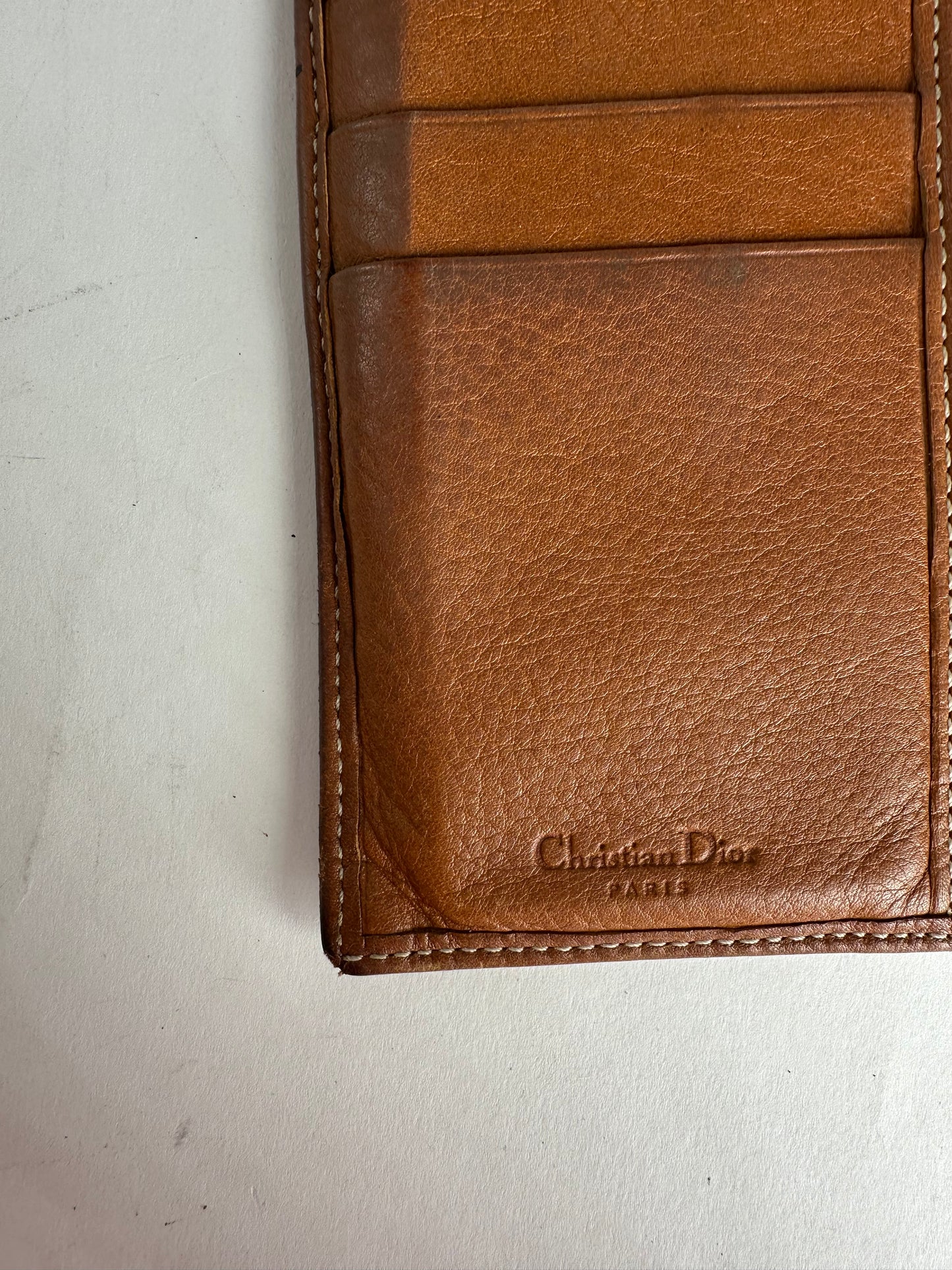 Vintage Dior Long Leather Wallet Brown
