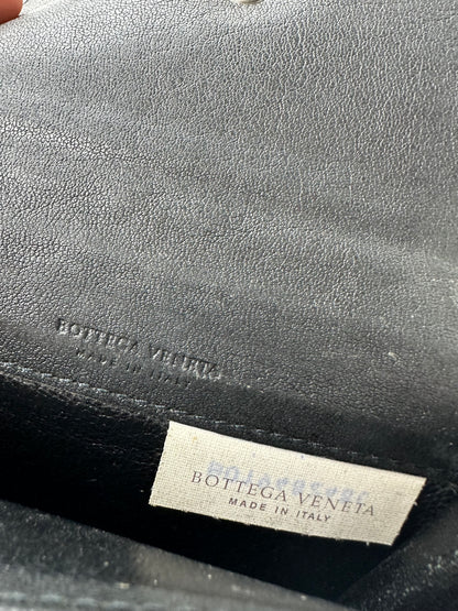 Vintage Bottega Veneta Intrecciato Leather Card Holder Black Brown