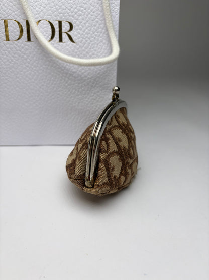 Vintage Dior Oblique Jacquard Coin Purse Brown Cream