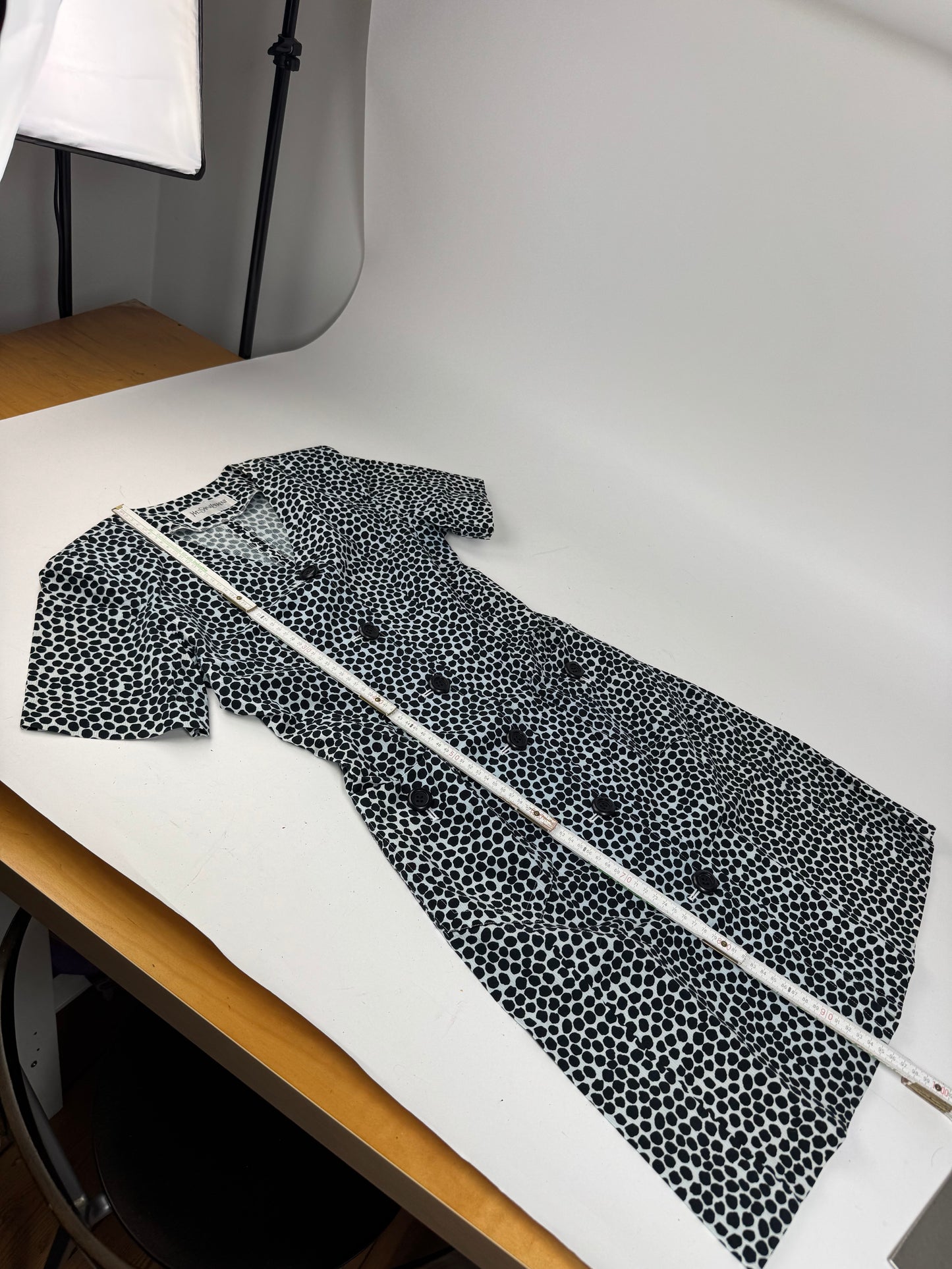 Vintage Yves Saint Laurent Polkadot Dress Blue black 38\M