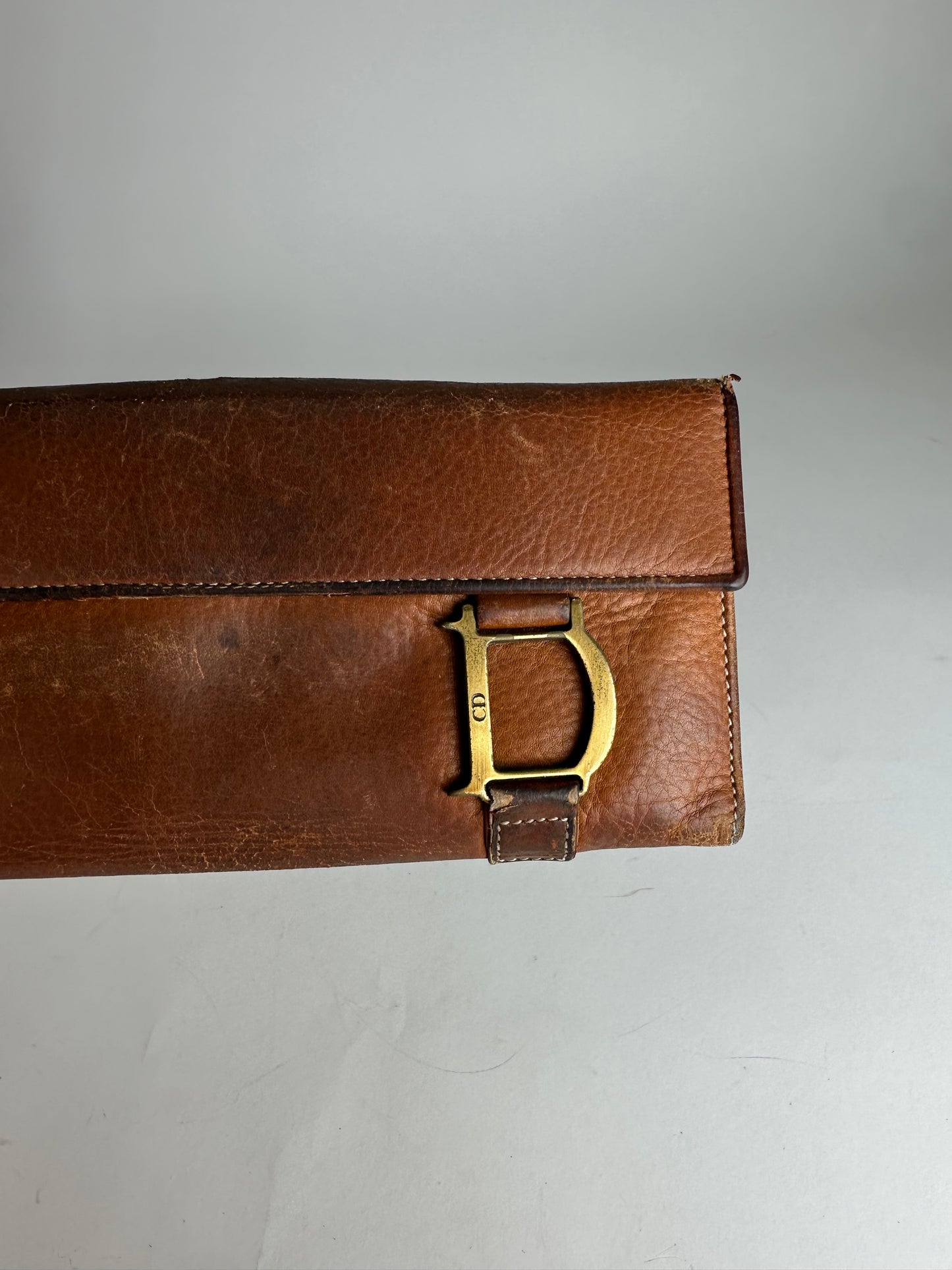 Vintage Dior Long Leather Wallet Brown