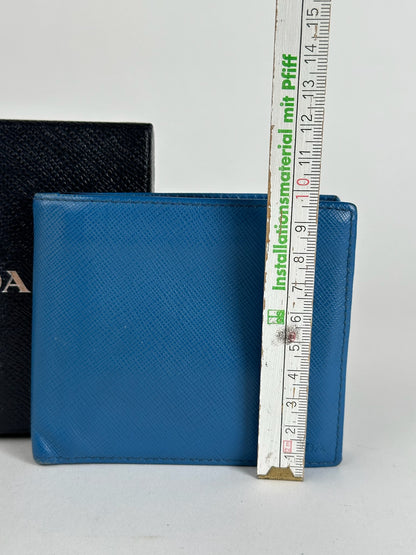 Vintage Prada Milano Flapable Leather Wallet Blue