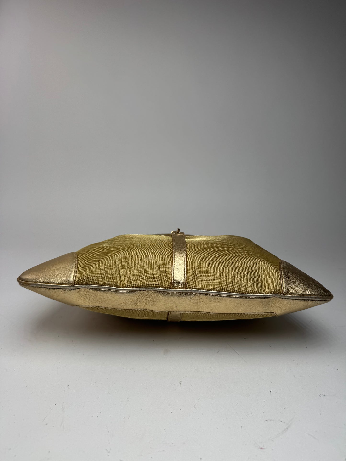 Sac Jackie vintage en cuir et toile Gucci doré