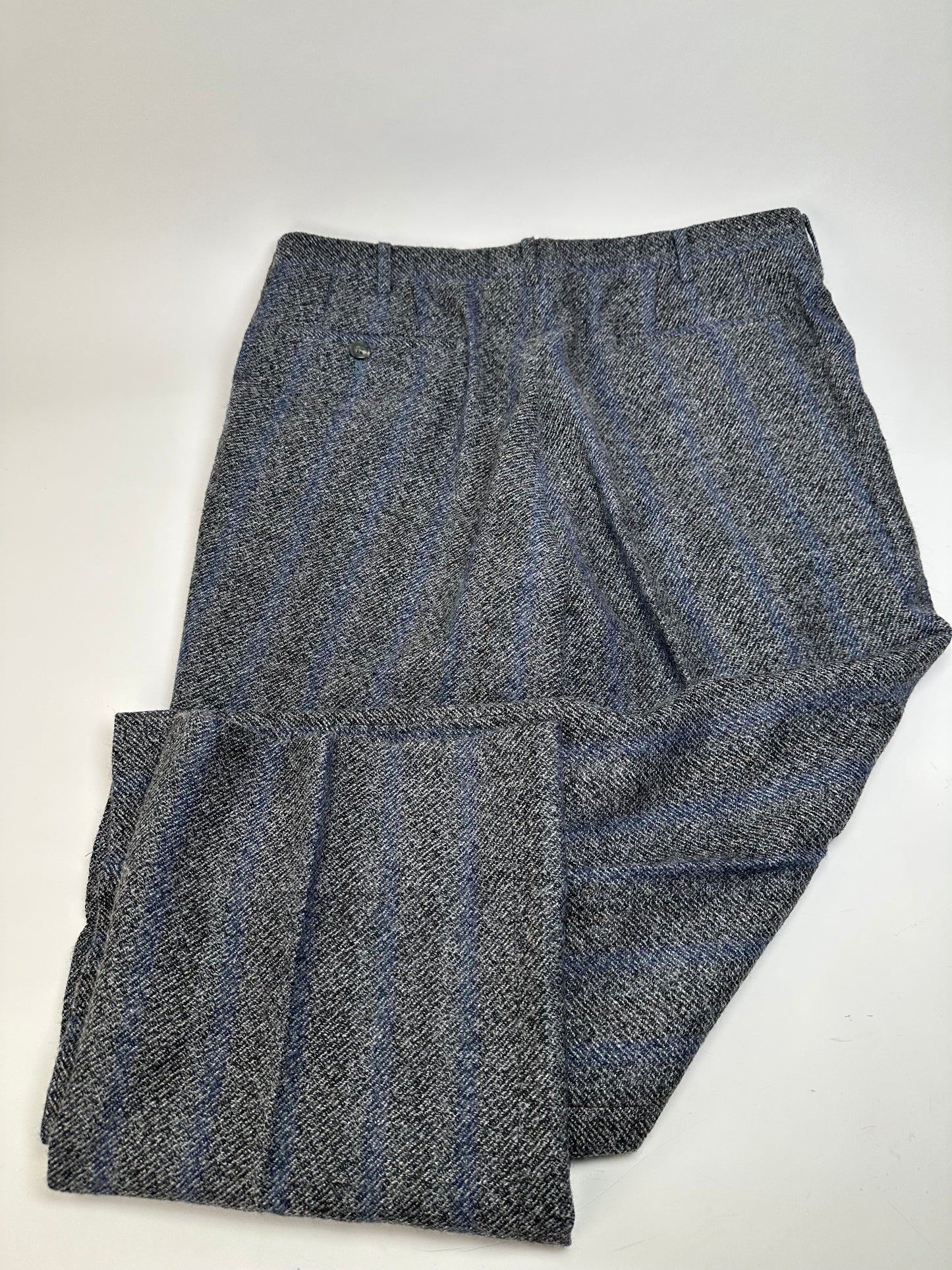 Vintage Givenchy Wool Suit Gray Blue Stripe M