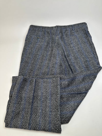 Vintage Givenchy Wool Suit Gray Blue Stripe M