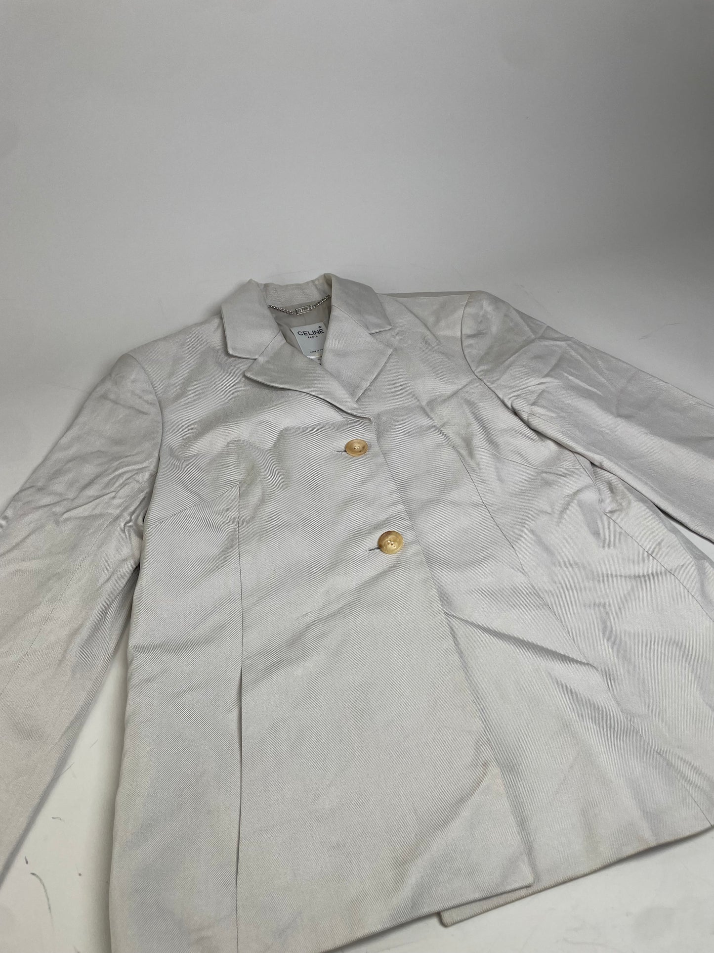 Vintage Celine Silk Blazer Cream Gold Buttons M