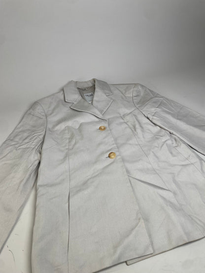 Vintage Celine Silk Blazer Cream Gold Buttons M