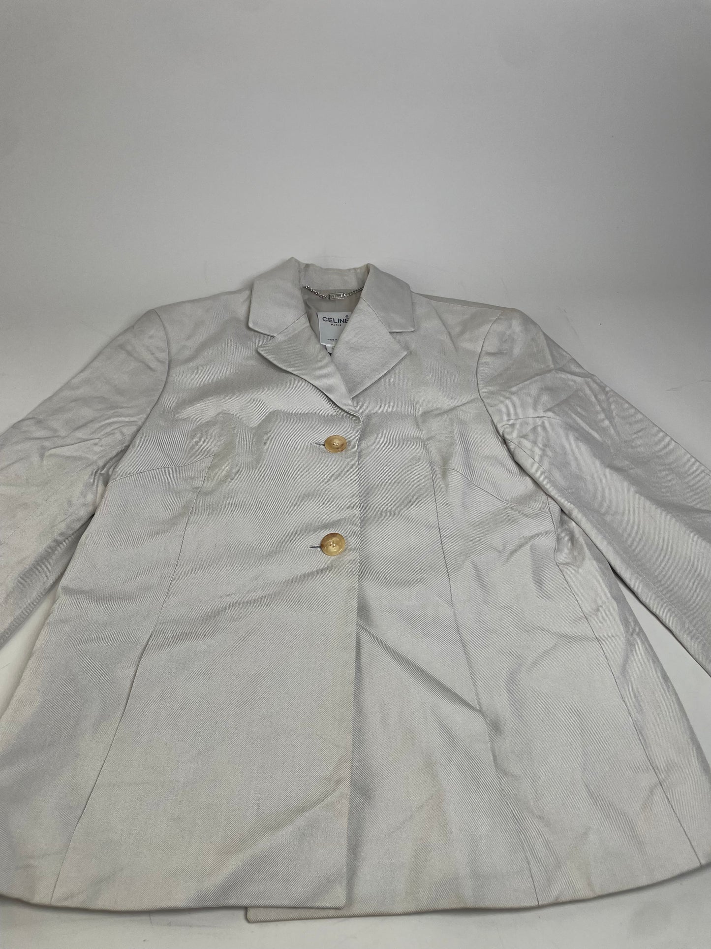 Vintage Celine Silk Blazer Cream Gold Buttons M