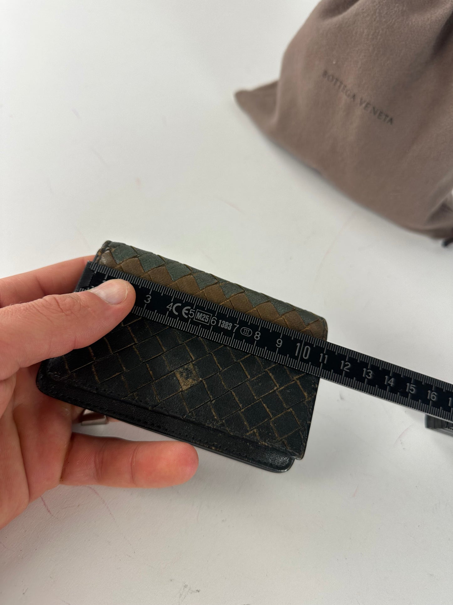Vintage Bottega Veneta Intrecciato Leather Card Holder Black Brown